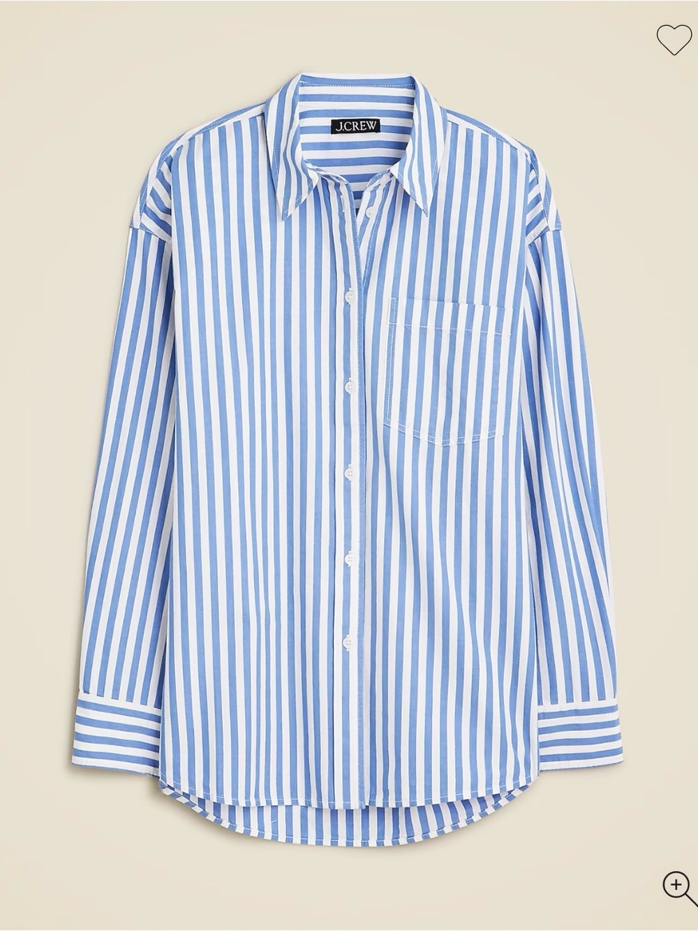 J. Crew Etienne Oversized Shirt in Striped Cotton Poplin Blue White Small